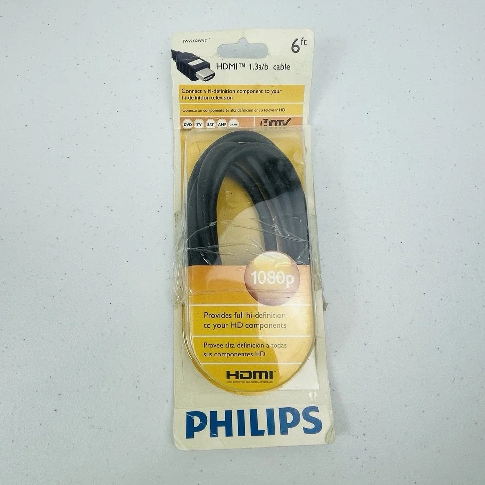 Philips Quality Hi Definition TV Cable 6 ft HDMI 1080P HDTV Open Box